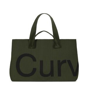 Curves Two-Tone Knit Tote (Deep Olive/Black)